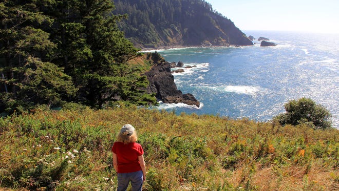 Views of the Oregon Coast from a meadow on the tip of Cascade Head at Hart's Cove.