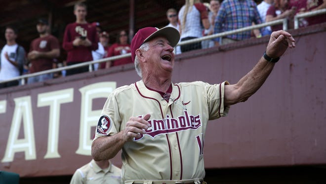 FSU Head Coach Mike Martin celebrates his 1900th win with his team after they defeated VCU 11-3 at Dick Howser Stadium on Sunday, Feb. 19, 2017. 