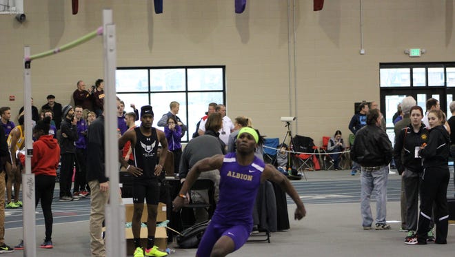Lely graduate Richard Annorat won the Michigan Intercollegiate Athletic Association high jump title at the league's indoor track meet Saturday, Feb. 24, 2018. Annorat also finished second in the triple jump and sixth in the long jump, helping his Albion College squad take fourth place as a team.