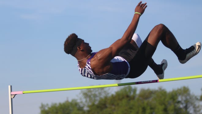 Will McDonald clears the bar in the high jump for Waukesha North at the WIAA Division 1 state track and field meet in La Crosse.
