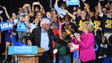 Clinton and Sanders attend a campaign rally in Raleigh,