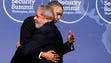 President Obama embraces Brazilian President Inacio