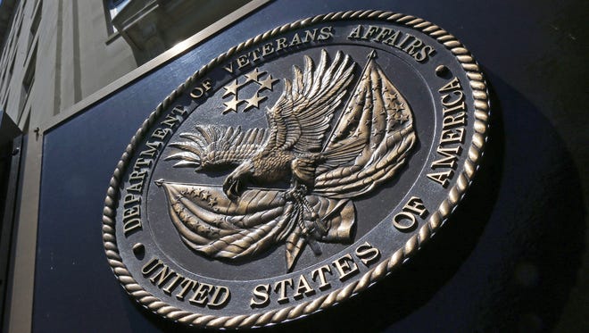 The seal affixed to the front of the Department of Veterans Affairs building in Washington.