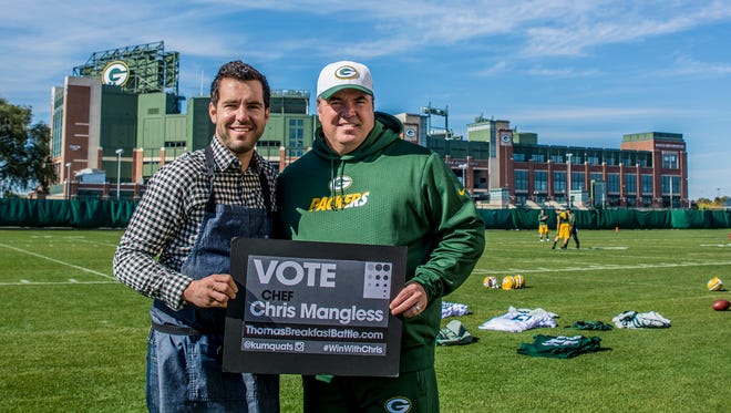 Chris Mangless drafted Green Bay Packers head coach Mike McCarthy to help get votes for his recipe that's part of a national contest.