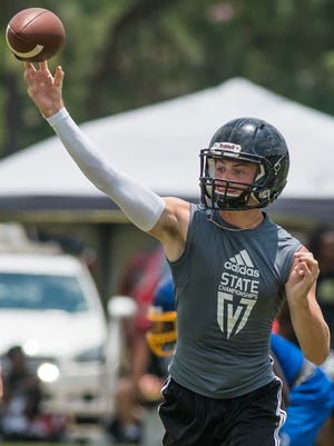 Brandon quarterback Brady Anderson throws againt Jackson Prep Medicomp 7 on 7 Championships held in Madison, Mississippi June 26th, 2016.(Bob Smith-For the Clarion Ledgerl)