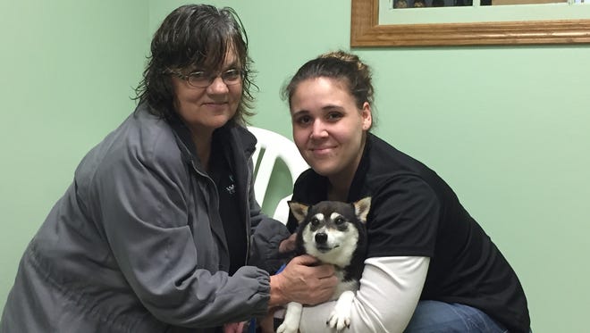 Kari Luoma and Julie Wesenick volunteer in July with Rasmussen College's Wausau campus at New Life Pet Adoption Center in Marathon.