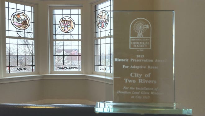 At its annual meeting and dinner last month the Manitowoc County Historical Society presented the City of Two Rivers with its 2015 Historic Preservation Award for Adaptive Re-Use.