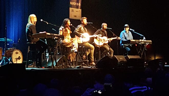Nicole Galyon, Hillary Scott, Charles Kelley, Dave Haywood and Mike Busbee on stage March 16, 2017 at Austin City Limits Live at the Moody Theater.
