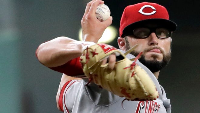 Cincinnati Reds starting pitcher Cody Reed makes his Major League debut as he throws against the Houston Astros during the first inning of a baseball game Saturday, June 18, 2016, in Houston.