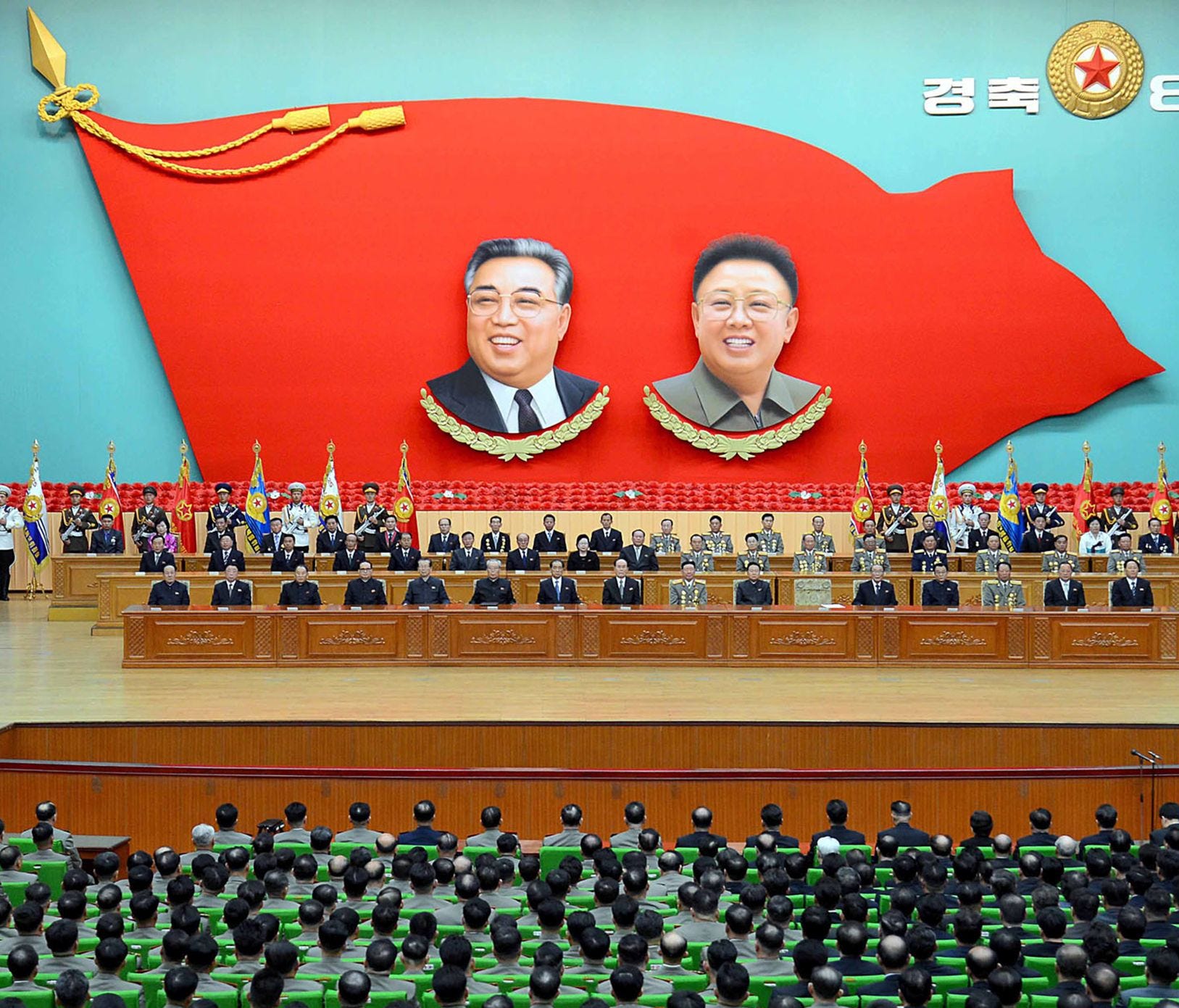 This picture on April 24, 2017 and released from North Korea's official Korean Central News Agency (KCNA) on April 25 shows a national meeting at the People's Palace of Culture in celebration of the 85th founding anniversary of the Korean People's Ar