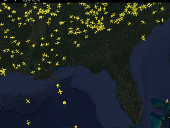 A FlightRadar24 tracking map reveals that there isn't