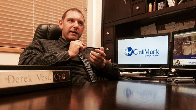 Derek Vest, CEO of CellMark Biopharma, speaks Wednesday in his Fort Myers office.