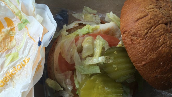 Flipping the contents onto the bun is made easier by using the paper in the box.
