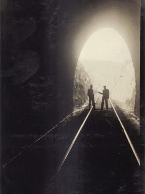 Looking out the west portal of the Blue Ridge Tunnel, about 1940.