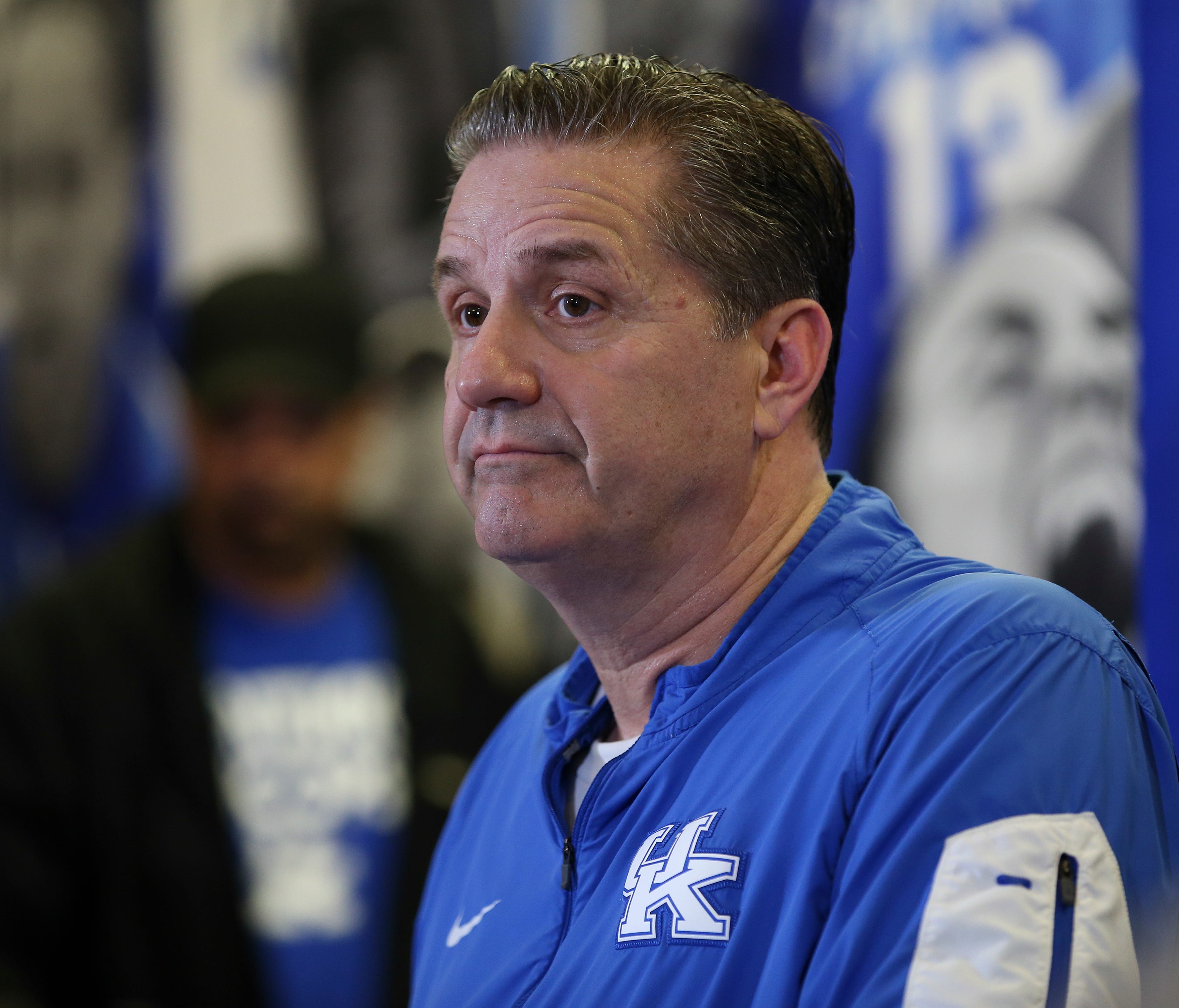 Kentucky coach John Caipari takes questions from reporters during a press conference Friday afternoon in Lexington.  February 23, 2018