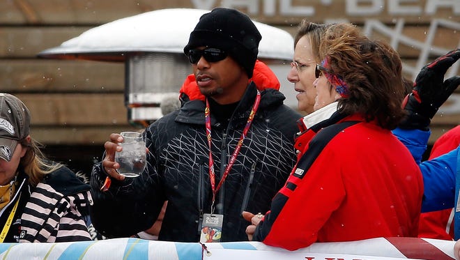 Tiger Woods attends the Ladies' Super-G in Beaver Creek, Colorado, on Tuesday. He was there to see his girlfriend, Lindsey Vonn.