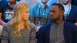 Amy Schumer with LeBron James in a scene from the 