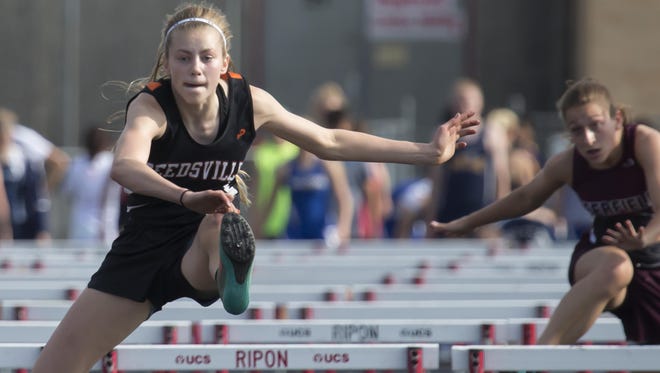 Reedsville's Faith Lubner won state titles in the long jump as well as the 100 and 300 hurdles this season.