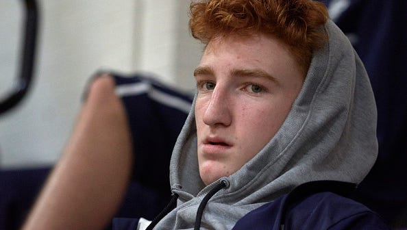 High School Basketball: Closeup portrait of Pinnacle HS Nico Mannion during photo shoot at school. Mannion, 15, is balancing being a coveted recruit in the 2020 class and his newfound Instagram popularity with a desire to maintain a normal teenage life.
Phoenix, AZ 12/8/2016 
CREDIT: John W. McDonough (Photo by John W. McDonough /Sports Illustrated/Getty Images)
(Set Number: SI662 TK1 )