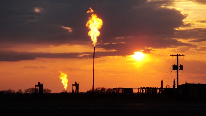 The Bakken oil and gas field in North Dakota produces methane emissions during fossil fuel extraction.