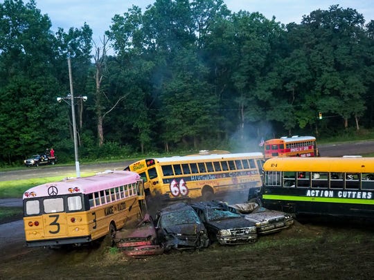 In figure-eight bus racing, 'There's no friends on the track'