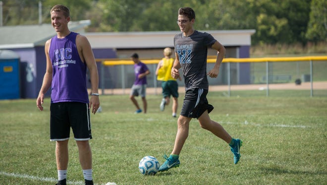Central Soccer player Clark Bailey practices with his team Sept. 27 at Central High School. Bailey has scored 23 goals this season, which is three away from the program's single-season record.