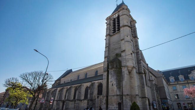 A general view of the Saint-Cyr and Sainte-Julitte church, one of the two churches in which a 24-year-old computer science student allegedly plotted to conduct an imminent attack, in Villejuif, south of Paris.