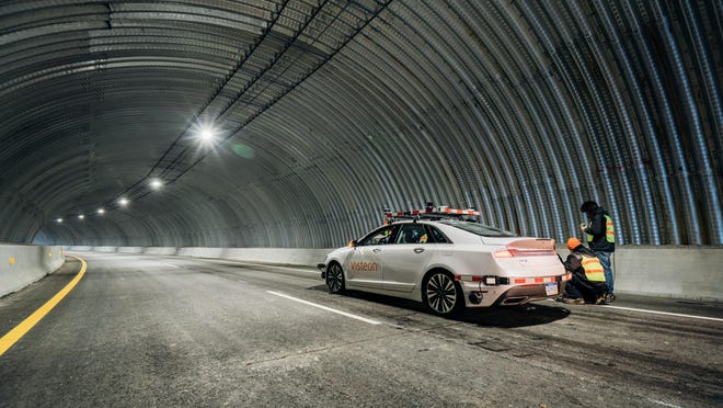 Visteon tests a driverless car at the American Center for Mobility's proving ground.