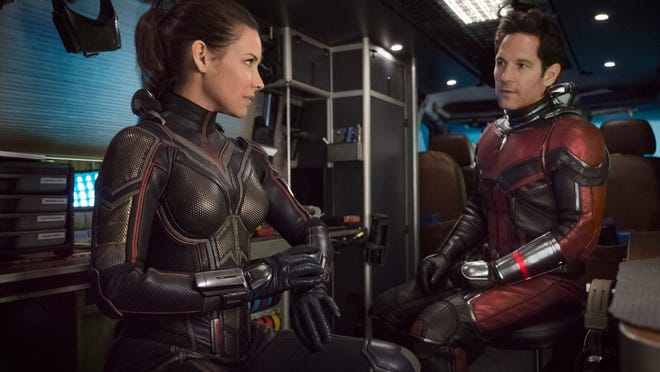 The Wasp/Hope van Dyne (Evangeline Lilly) and Ant-Man/Scott Lang (Paul Rudd) in "Ant-Man and the Wasp.”