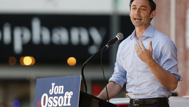 Democratic candidate for Senate Jon Ossoff speaks at a campaign stop in Athens, Ga., on Friday, Nov. 13, 2020. Ossoff is facing Republican Sen. David Perdue, a Trump ally, in a Jan. 5, 2021 runoff.