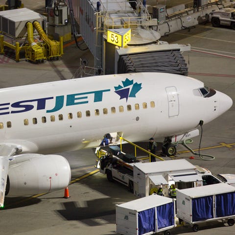 A WestJet Boeing 737 is seen at Canada's Vancouver
