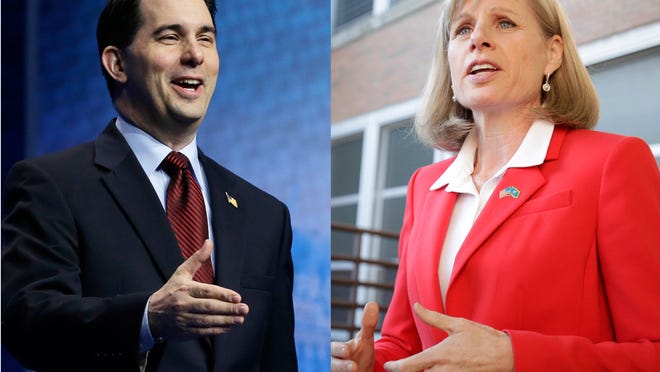 
Republican Gov. Scott Walker, left, and Democratic challenger Mary Burke face off in this fall’s election.
