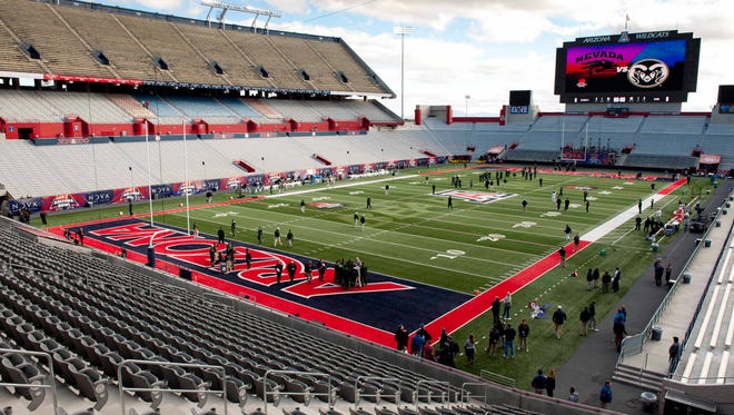 CSU players check out Arizona Stadium in Tucson before the 2015 Arizona Bowl. The Rams will play in Tucson again in 2028 as part of a home-and-home series the school agreed to with Arizona for future football games. Arizona will come to Fort Collins for a game in 2027.