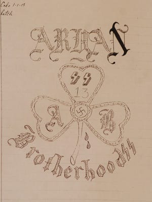 A sketch of an Aryan Brotherbood tattoo