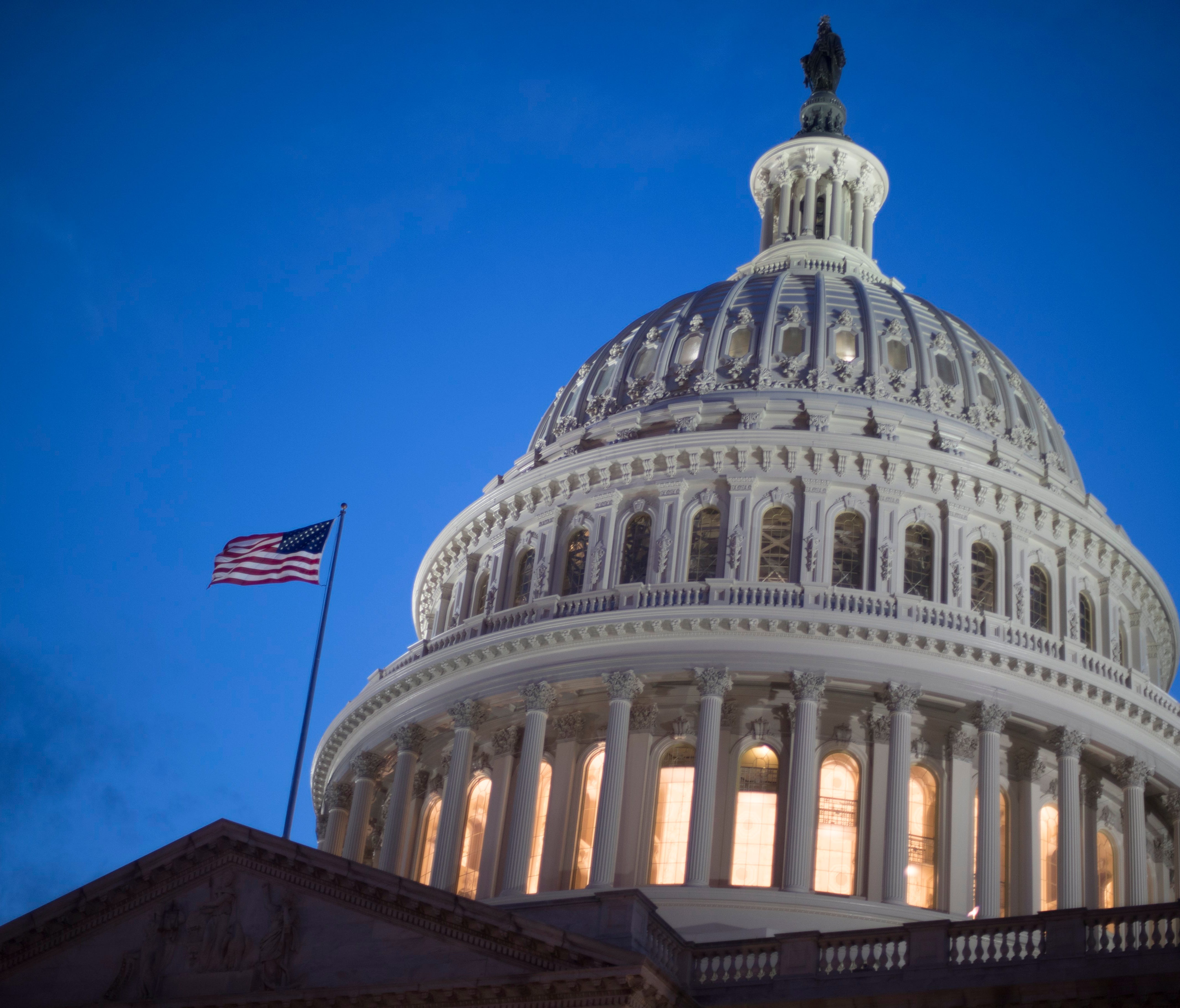 The U.S. Capitol is seen at sunset on Feb. 8, 2017.