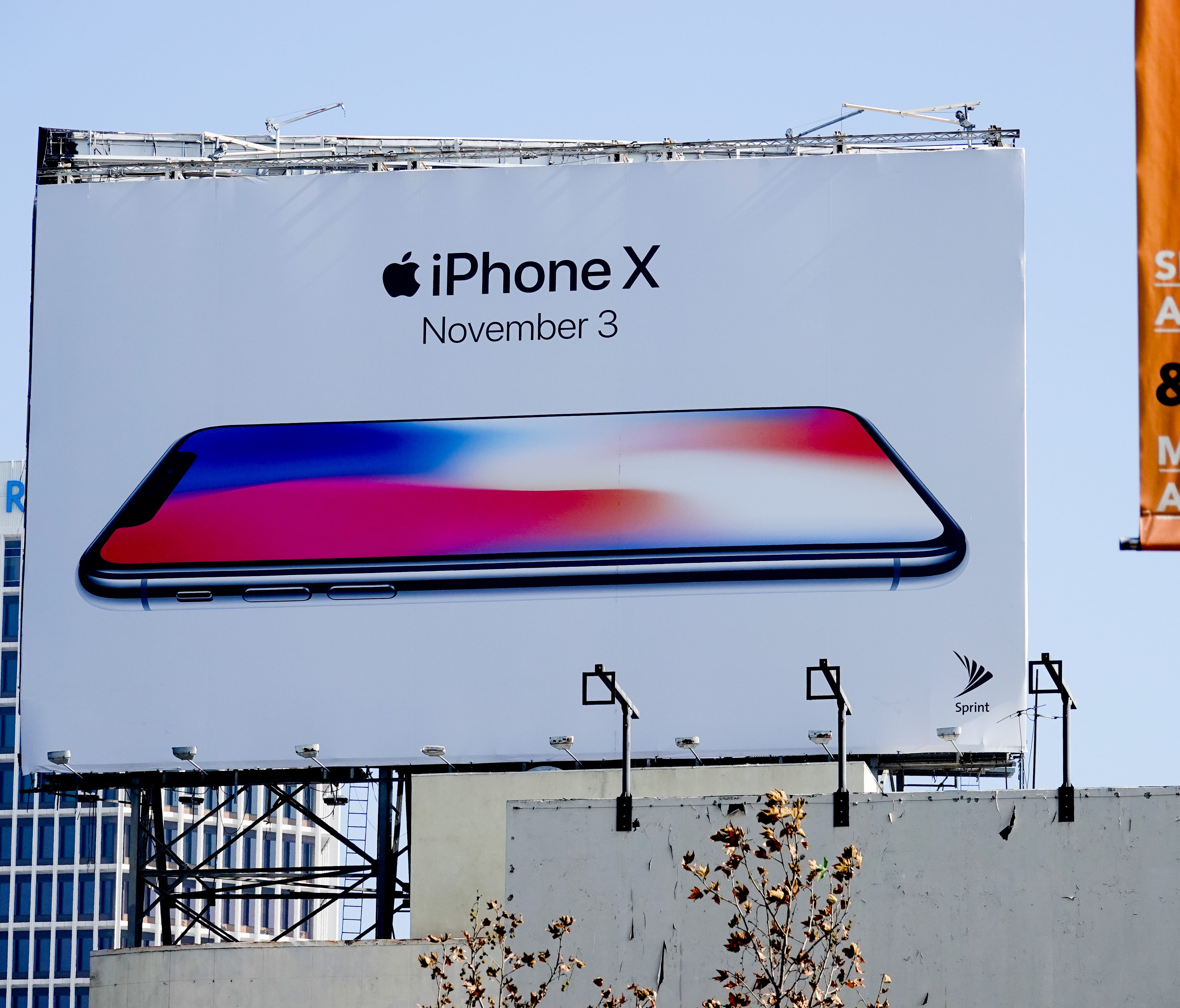 A billboard for the iPhone X in Los Angeles