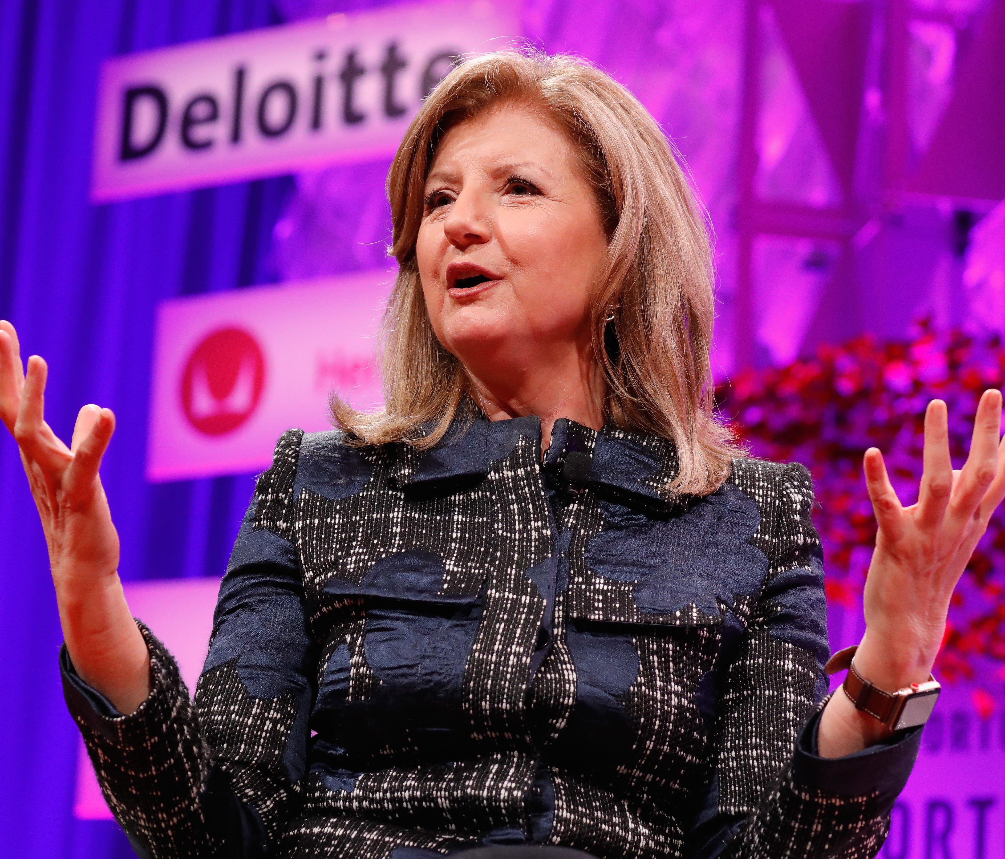 Thrive Global founder and CEO Arianna Huffington speaks onstage at the Fortune Most Powerful Women Summit - Day 2 on Oct. 10, 2017 in Washington.
