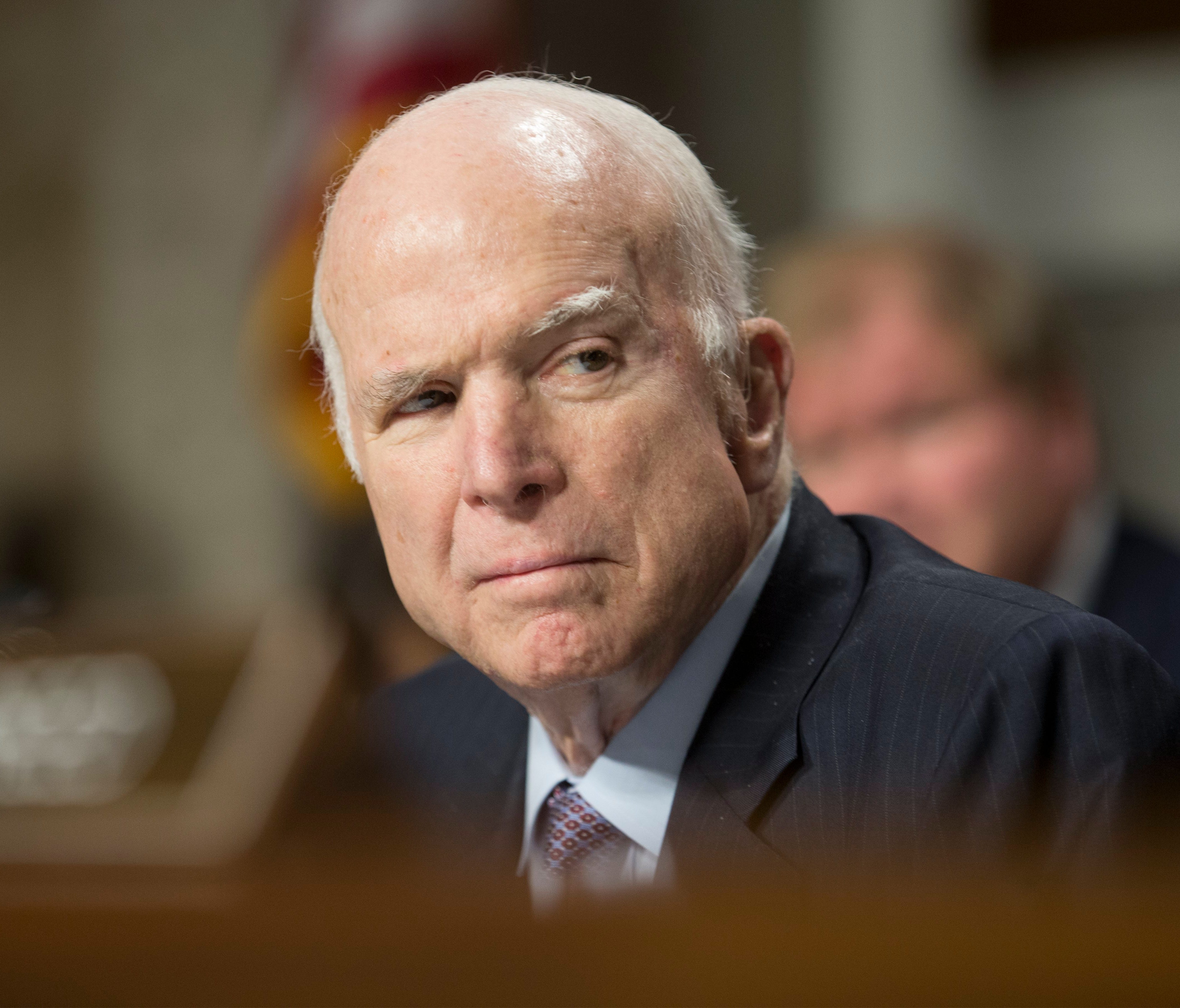 Chairman of the Senate Armed Services Committee, Sen. John McCain, R-Ariz., attends an Armed Services Committee hearing on Capitol Hill in Washington, Nov. 30 2017.