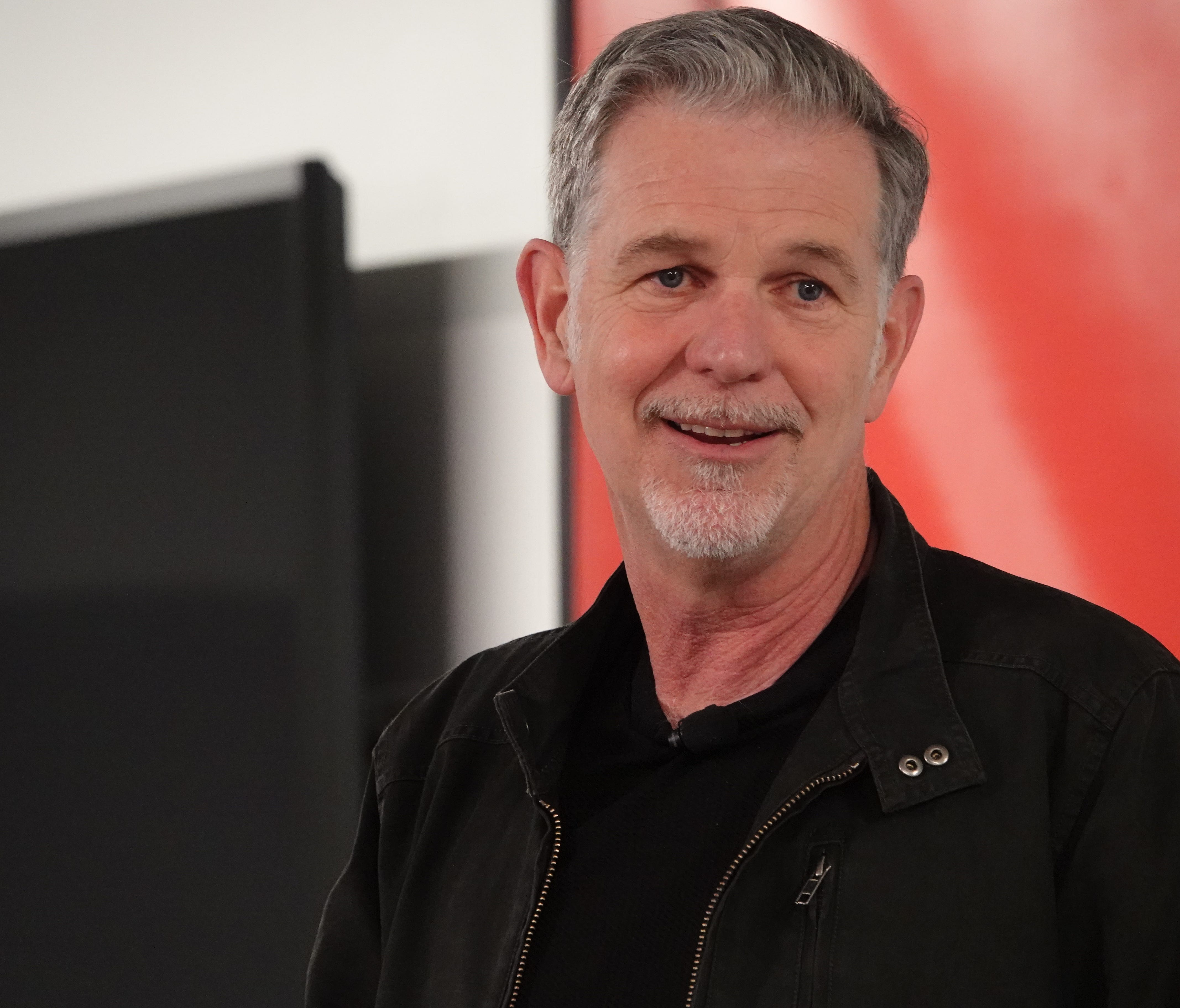 Netflix CEO Reed Hastings speaks at the company's offices in Hollywood