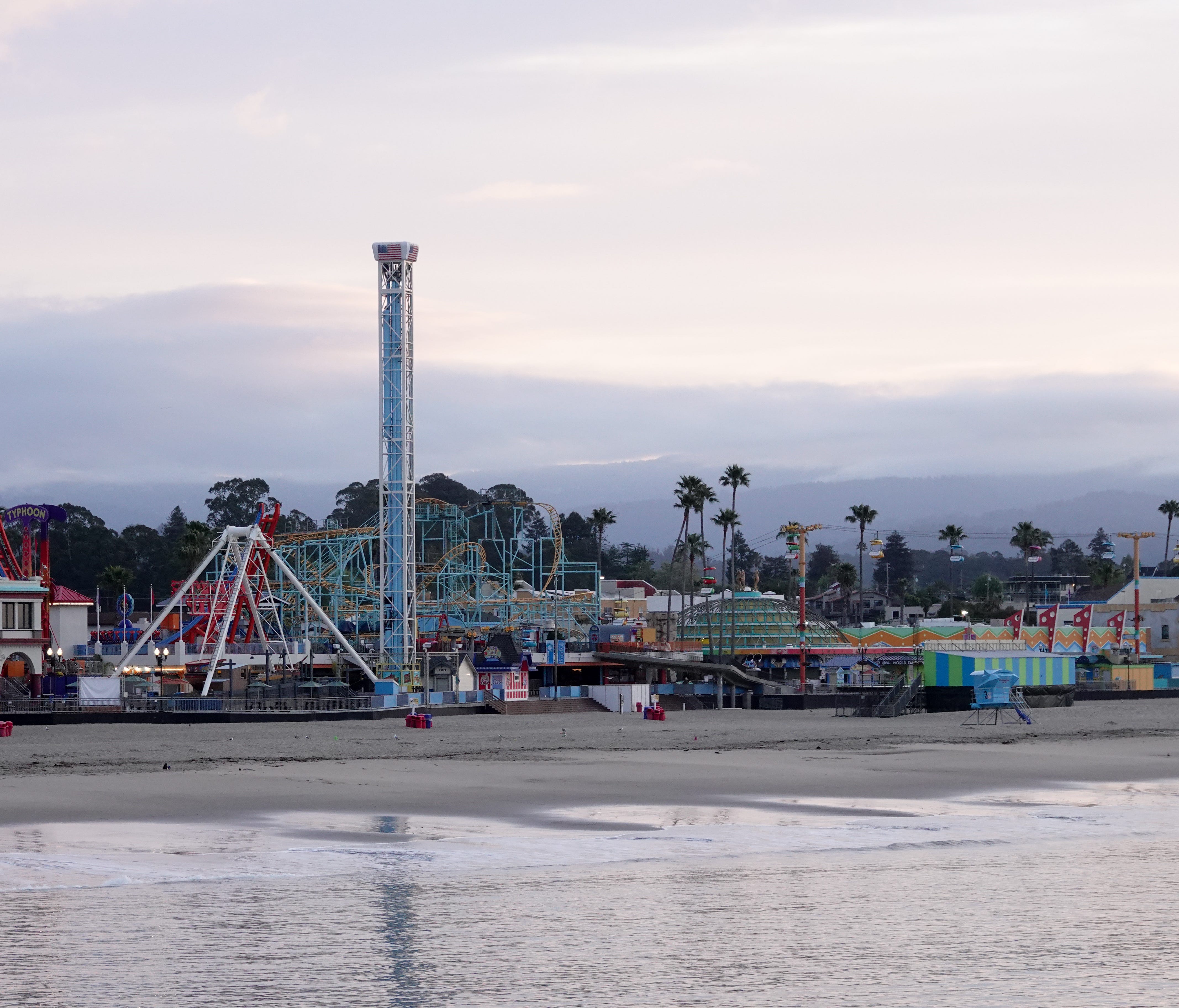 The Santa Cruz Beach Boardwalk rides before they open to the public.