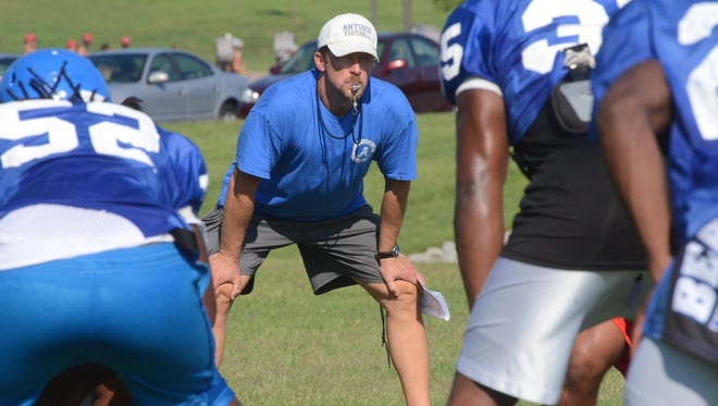Antioch coach Mike Woodward looks on during  practice.