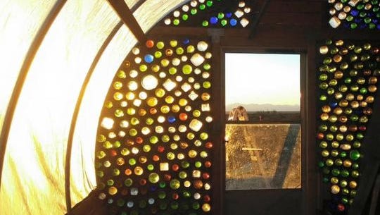 Walls of the first build, Desert Fox, are made up of recycled materials such as glass bottles.
