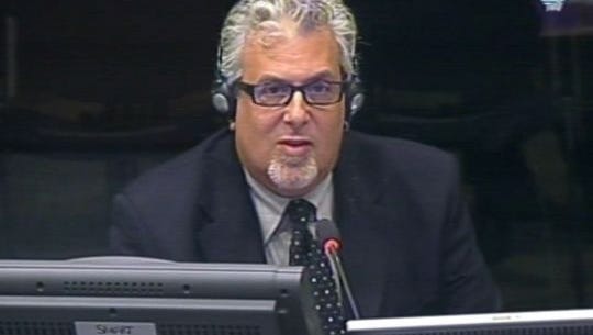 Robert Block testified at a UN war crimes court at The Hague in 2012 during the trial of Bosnian Serb “President” Radovan Karadzic. Karadzic was convicted of genocide and crimes against humanity last year.