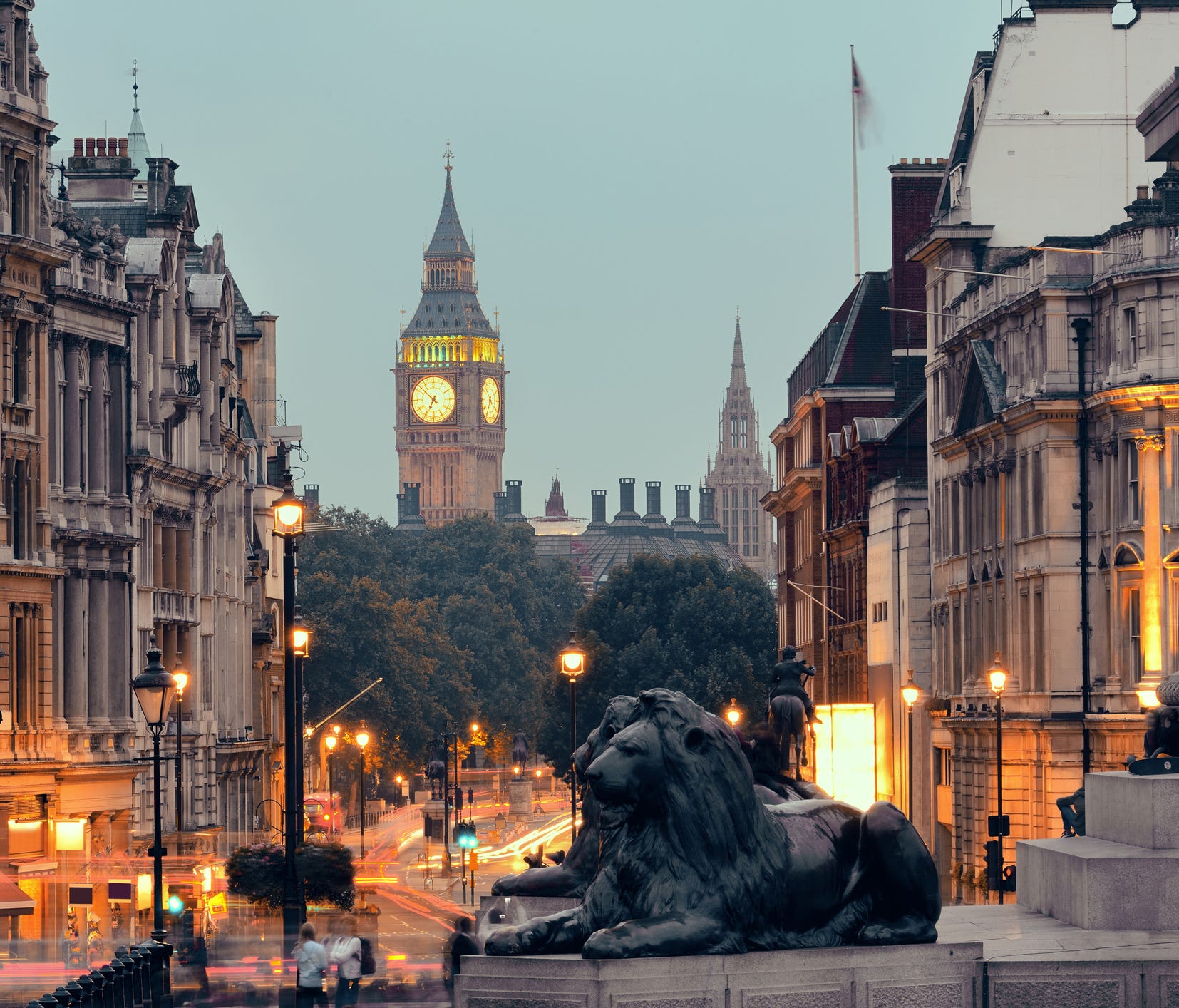 Trafalgar Square in London.