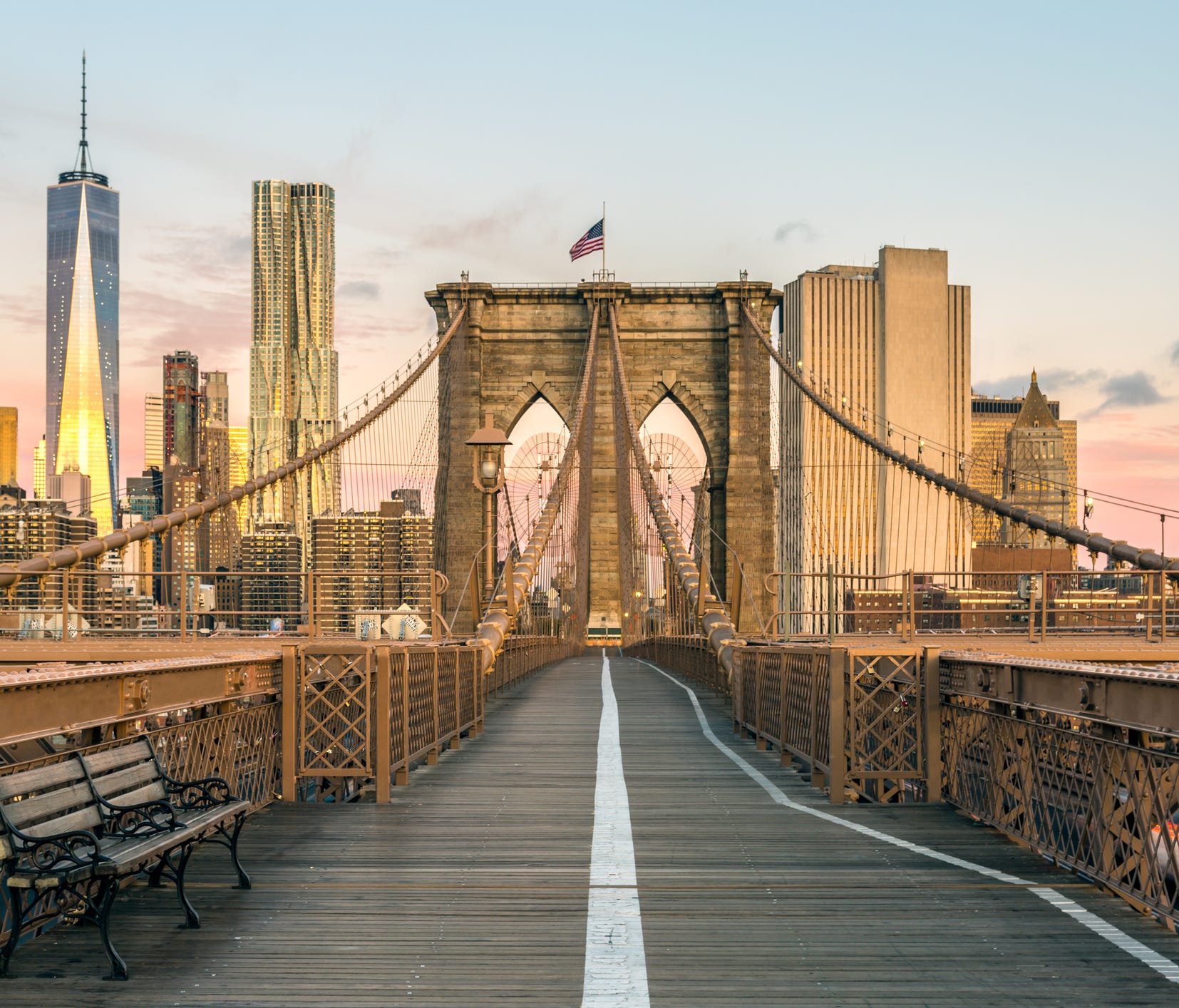 The Brooklyn Bridge in New York City.