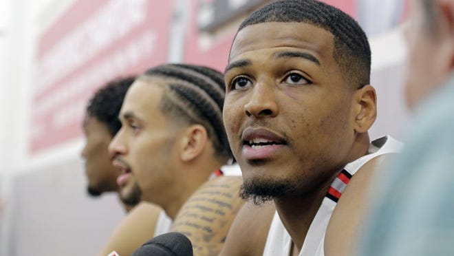 Kaleb Wesson speaks during media day for the Ohio State men's basketball team on Sept. 24, 2019.