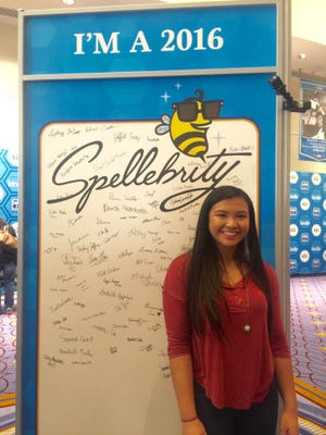 Samantha Academia, from Yorktown Middle School, poses at the 2016 Scripps National Spelling Bee in Washington D.C. Academia is one of 274 competitors after winning the regional bee in March.