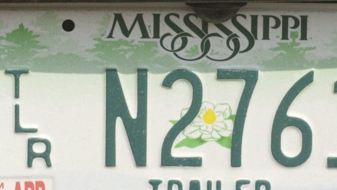A Mississippi license plate on an Airstream.