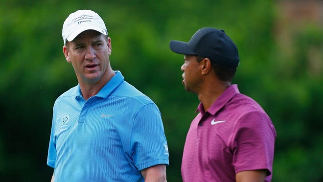Tiger Woods and Peyton Manning will be paired against Phil Mickelson and Tom Brady.