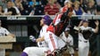 U of L catcher Pat Rumoro (18) gets the tag against